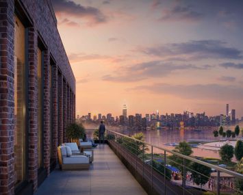 A rendering of the terrace at 25 Kent Avenue.