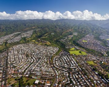 An aerial view of Pearl City on the island of Oahu in Hawaii (Photo: Getty Images).