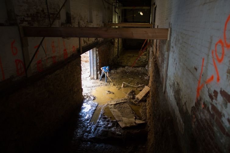 Workers excavated the cellar to increase the subterranean space (Photo: Aaron Adler /for Commercial Observer).