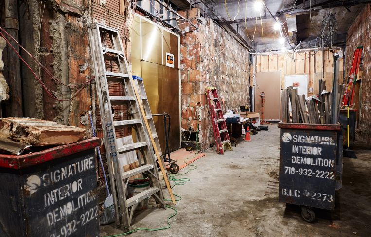 Construction at the lobby of 30 Broad. Photo: Yvonne Albinowski/For Commercial Observer