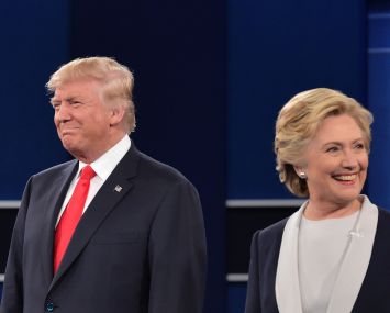 Donald Trump and  Hillary Clinton at the second presidential debate. Photo: MANDEL NGAN/AFP/Getty Images