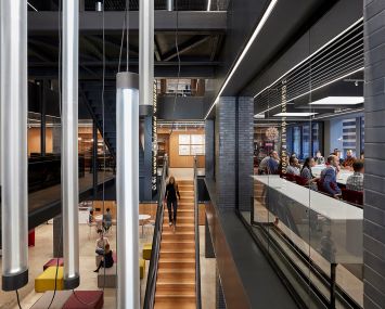 Gensler's new office features a center staircase that connects its floors. Photo: Gensler;