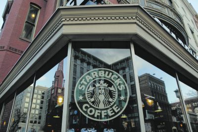 A Starbucks storefront.