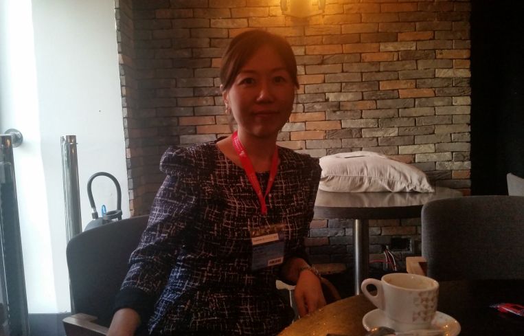Helen Hwang of Meridian Investment Sales at MAPIC. Photo: Lauren Elkies Schram.