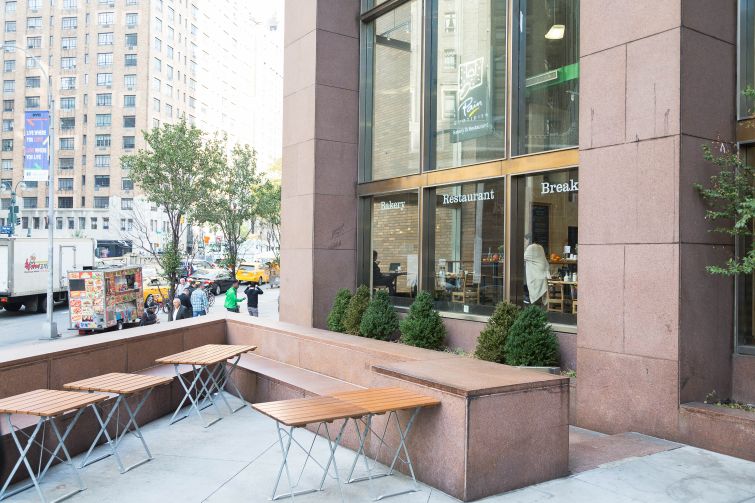 The outdoor seating area at 3 Park Avenue with be updated as well. Photo: Kaitlyn Flannagan/ Commercial Observer. 