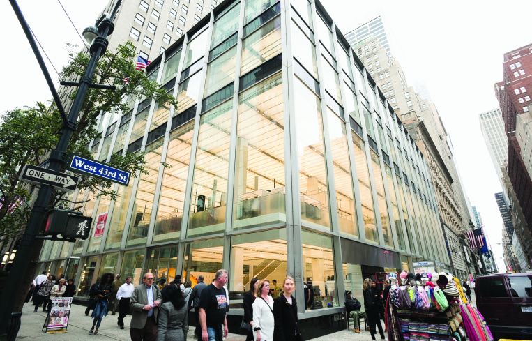 Glassy panels surround the store. Photo by Eugene Gologursky/Getty Images for The North Face.