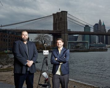 VirtualAPTs Co-Founders Bryan Colin, left, and Robin Van Der Zwan with VR2 in Dumbo. Photo: Yvonne Albinowski/For Commercial Observer.