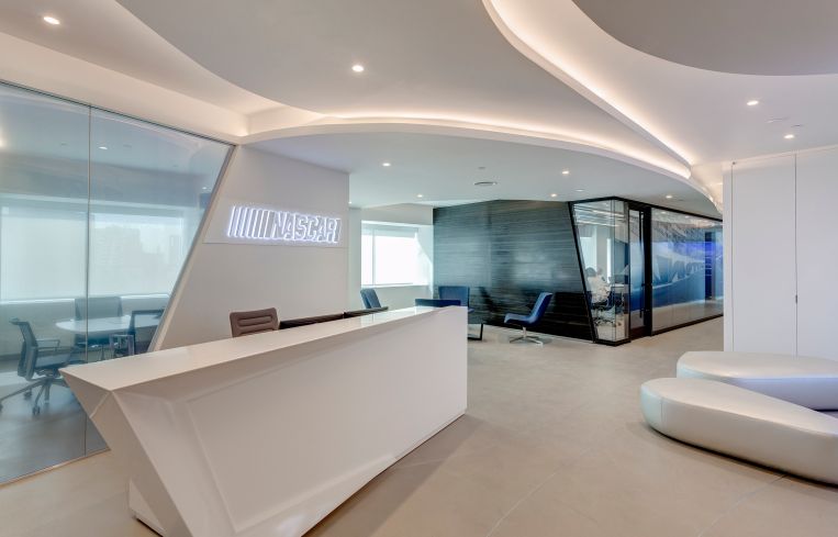 The reception area in NASCAR's offices.