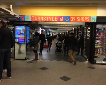 Turnstyle, underground at Columbus Circle. Photo: Linda Alexander