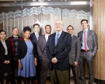 FIGURES’ EIGHT: From left: Sunny Velez, Brian Klimas, Pamela Choy, Max Haight, Ryan Baxter, Mike Slattery, Paimann Lodhi, and Sam Levy of REBNY. Photo: Yvonne Albinowski/for Commercial Observer
