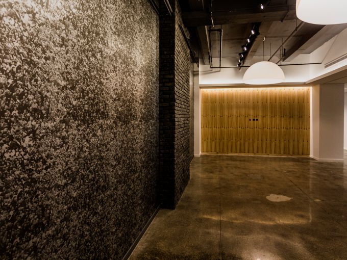 Custom lighting at the space in 5 Penn Plaza. Photo: Sasha Maslov/For Commercial Observer