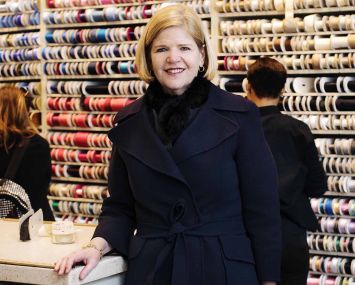 BARBARA BLAIR VISITS M&J TRIMMING, A LONGSTANDING GARMENT DISTRICT CRAFT STORE SELLING BUTTON, RIBBONS AND BEADS. PHOTO: CELESTE SLOMAN/ FOR COMMERCIAL OBSERVER