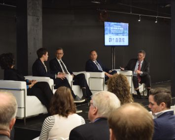 Susan Fine, Ryan Engel, Gene Spiegelman, and Jonathan Mechanic discuss the future of retail at yesterday's event.