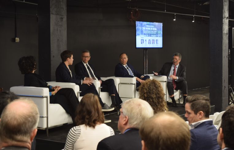 Susan Fine, Ryan Engel, Gene Spiegelman, and Jonathan Mechanic discuss the future of retail at yesterday's event.