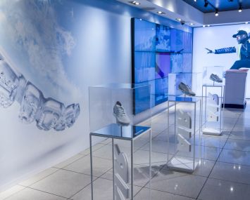 SWOOSHING IN: Nike’s flagship at 6 East 57th Street is more like a museum than a sneaker store. Photo: Jeff Cuyubamba/Commercial Observer
