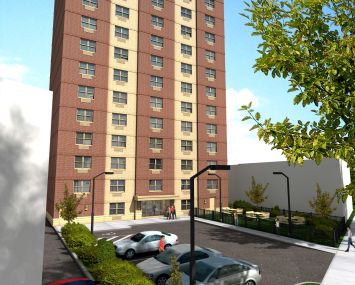 A rendering of West Farms Apartments.