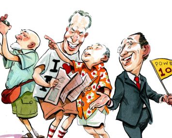 Sam Zell, Donald Bren and Masayoshi Son being led by Power 100 veteran Gary Barnett.