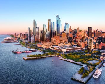 A view from the Hudson River of what Hudson Yards is expected to look like once completed in 2025.