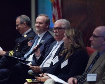 Louis Coletti, president of the Building Trades Employers' Association, speaks during CO's Safety Conference.