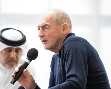 Rem Koolhaas at the opening of his new building, Concrete, on Alserkal Avenue in Dubai. Photo: Alserkal Avenue