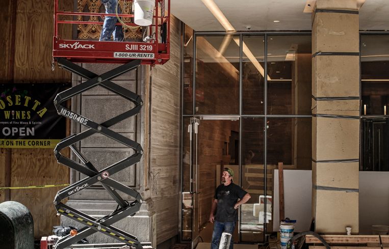 The exterior under construction at 40 Exchange Place. Photo: Robert Paul Cohen/For Commercial Observer