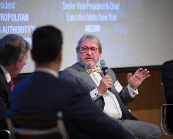 Michael Horodniceanu speaks on the transportation panel at CO's infrastucture conference. Photo: Aaron Adler/For Commercial Observer