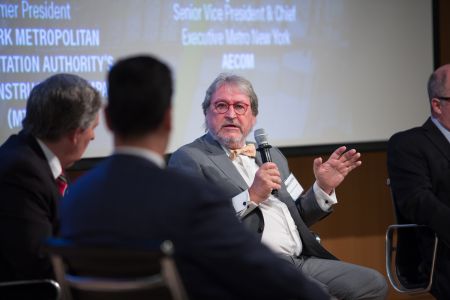 Michael Horodniceanu speaks on the transportation panel at CO's infrastucture conference. Photo: Aaron Adler/For Commercial Observer