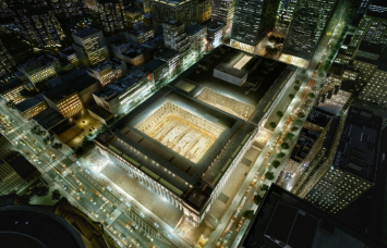 An overhead view of Moynihan Train Hall.