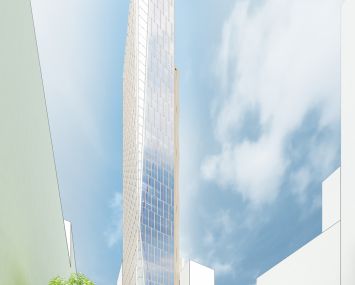 An old rendering 420 Albee Square. Rendering: KPF