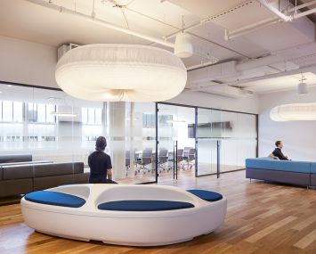 Grovo's 12th floor space has a variety of sofas for events or lounge uses. Image: JIDK