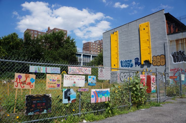 Mandela Community Garden on West 126th Street in Harlem is threatened with a city-backed plan to develop affordable housing on its lot. Photo: Rebecca Baird-Remba/For Commercial Observer
