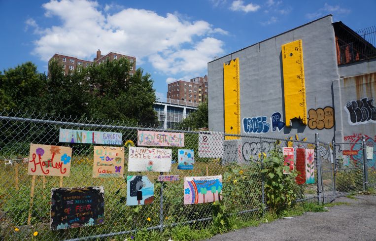 Mandela Community Garden on West 126th Street in Harlem is threatened with a city-backed plan to develop affordable housing on its lot. Photo: Rebecca Baird-Remba/For Commercial Observer