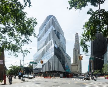 The facade of the hotel trades' new Brooklyn Health Center at 620 Fulton Street.