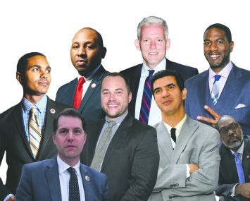 City Councilmembers Ritchie Torres, Donovan Richards, Jimmy Van Bramer, Mark Levine, Corey Johnson, Ydanis Rodriguez and Jumaane Williams.
