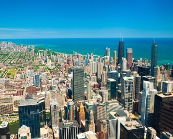 Aerial shot of downtown Chicago.