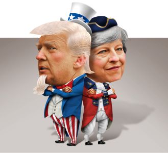 Donald Trump and Theresa May. Illustration: John Corbitt/for Commercial Observer