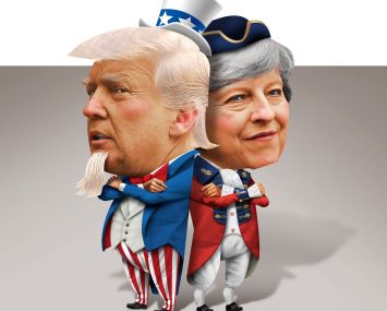 Donald Trump and Theresa May. Illustration: John Corbitt/for Commercial Observer