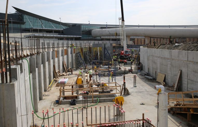 Workers have completed foundation work for the new buildings. Photo: TWA Hotel