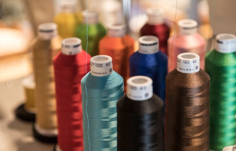 The store as a variety of treads for its embroidery station. Photo: Lucas Roy