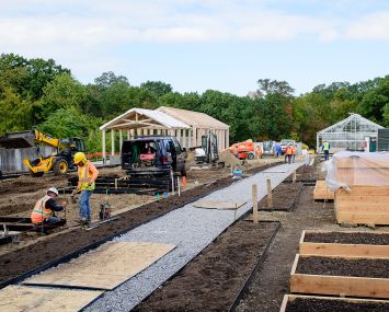 Construction of the Edible Academy by the EW Howell Construction Group, on the grounds of The New York Botanical Garden.