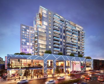 Rendering of the movie theater and the rest of what's to come to Tangram in Flushing, Queens.