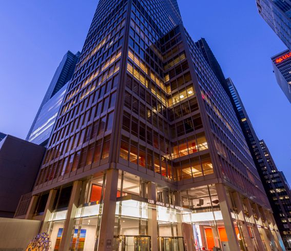 The tall glass tower at 1330 Avenue of the Americas.
