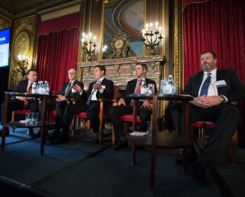 From left to right: Brian Olasov (Carlton Fields), Larry J. Kravetz (Barclays), David Bouton (Citigroup), Matthew Masso (Credit Suisse), Brian L. Hanson (CWCapital Asset Management)
