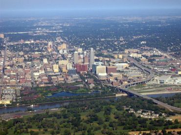 Aerial view of downtown Omaha, Neb.
