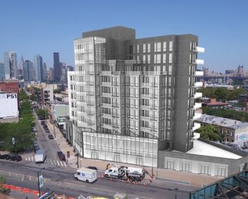A rendering of the condo and retail project.