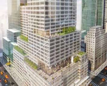A rendering of 390 Madison, where J.P. Morgan Chase will open a new branch.