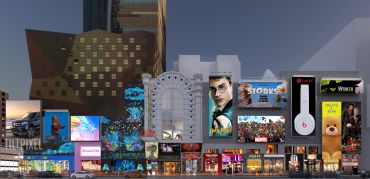 A rendering of E-Walk Retail and Entertainment complex, including the Regal movie theater at 247 West 42nd Street. 