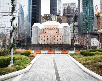 The St. Nicholas National Shrine under construction in Liberty Park.