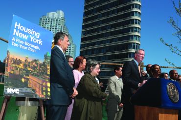 Mayor Bill de Blasio's commitment to affordable housing development has been warmly received by city developers and real estate interests.