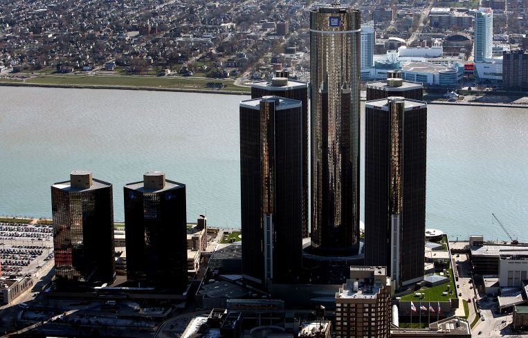GM's Renaissance Center in the downtown area.